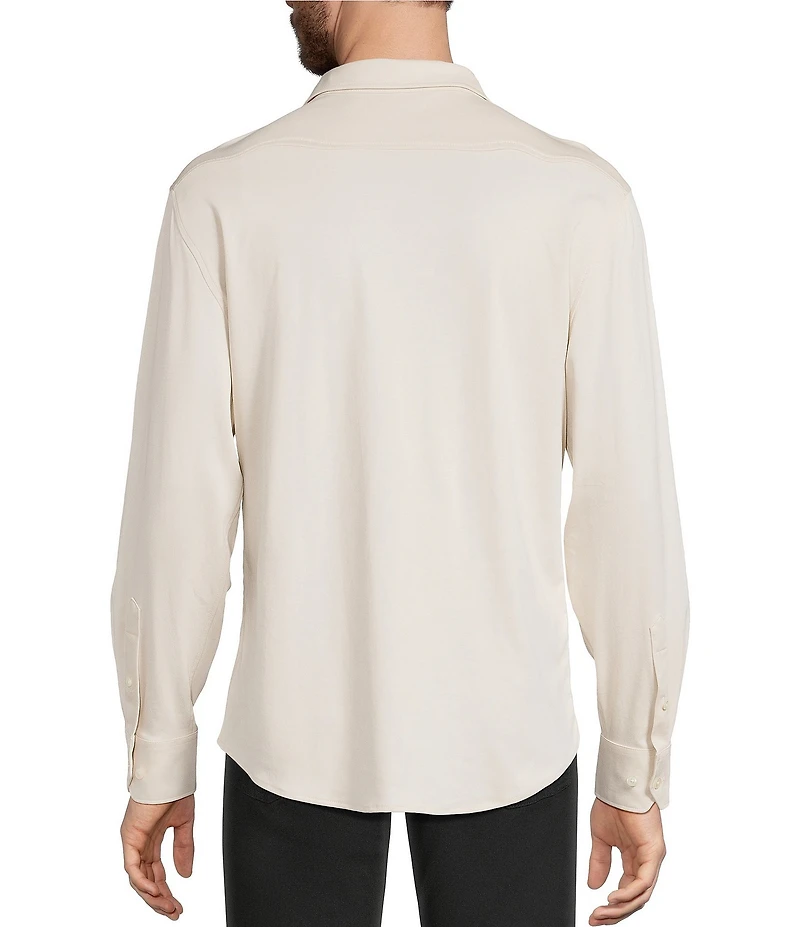 Murano Liquid Luxury Long Sleeve Knit Interlock Coatfront Shirt