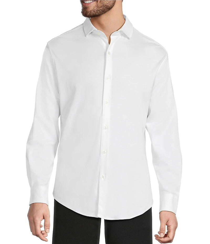 Murano Liquid Luxury Long Sleeve Knit Interlock Coatfront Shirt