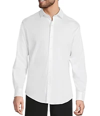 Murano Liquid Luxury Long Sleeve Knit Interlock Coatfront Shirt