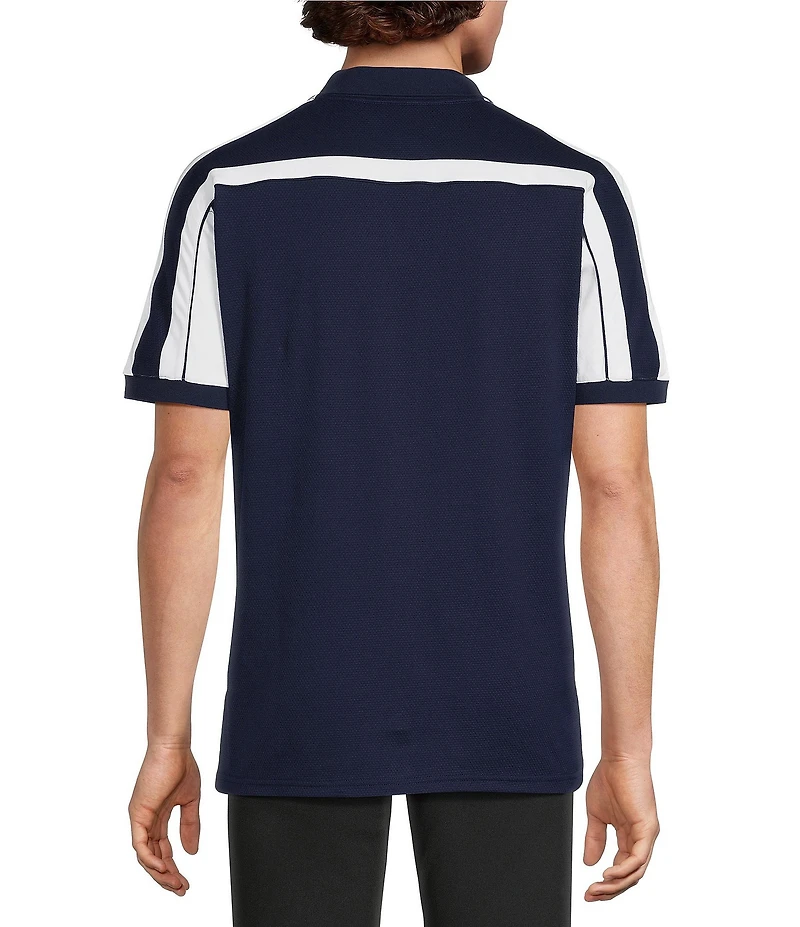 Murano Liquid Luxury Pieced Slim Fit Johnny Collar Short Sleeve Polo Shirt