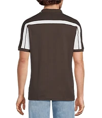 Murano Liquid Luxury Pieced Slim Fit Johnny Collar Short Sleeve Polo Shirt