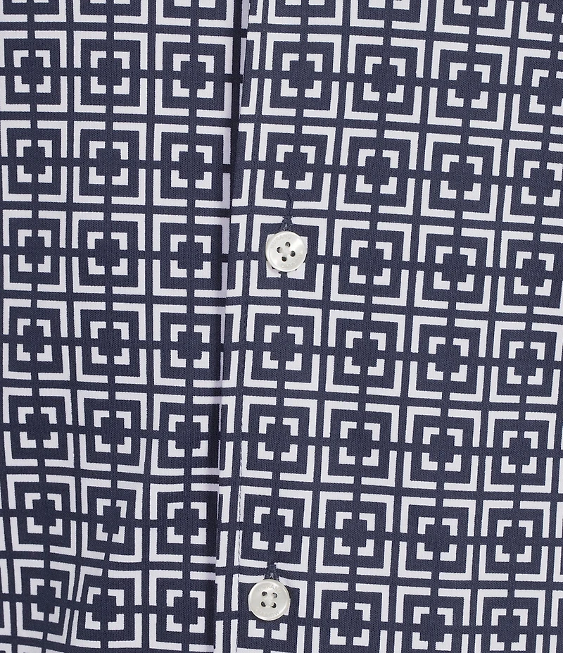 Murano Liquid Luxury Printed Interlock Coat Front Short Sleeve Woven Shirt