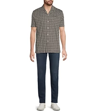 Murano Liquid Luxury Printed Interlock Coat Front Short Sleeve Woven Shirt