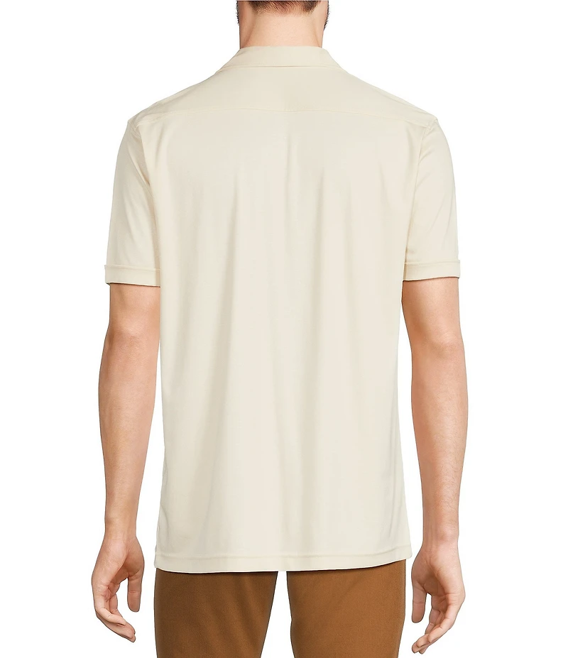 Murano Liquid Luxury Short Sleeve Knit Interlock Coatfront Shirt