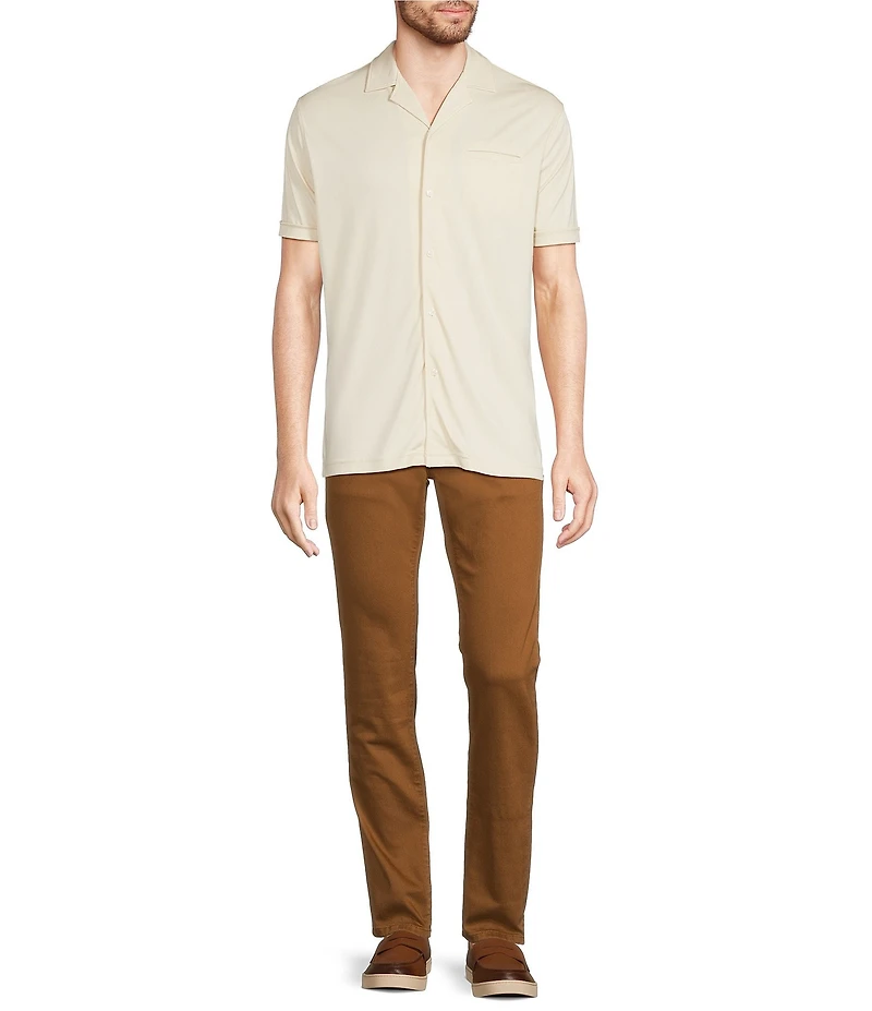 Murano Liquid Luxury Short Sleeve Knit Interlock Coatfront Shirt