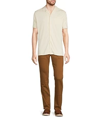 Murano Liquid Luxury Short Sleeve Knit Interlock Coatfront Shirt