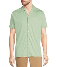 Murano Liquid Luxury Short Sleeve Knit Interlock Coatfront Shirt