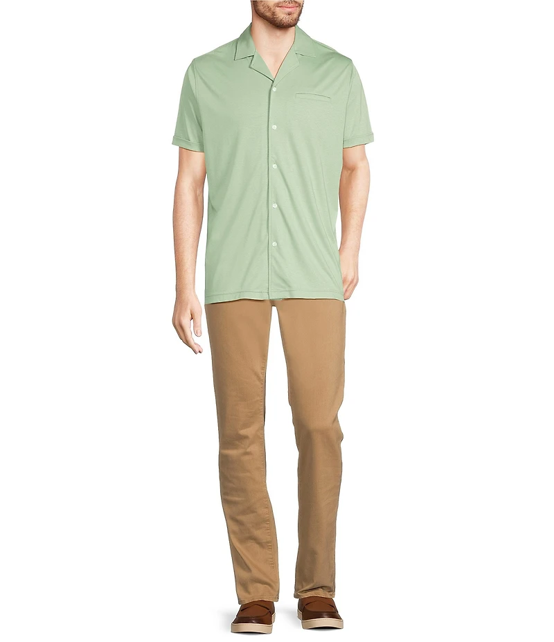 Murano Liquid Luxury Short Sleeve Knit Interlock Coatfront Shirt