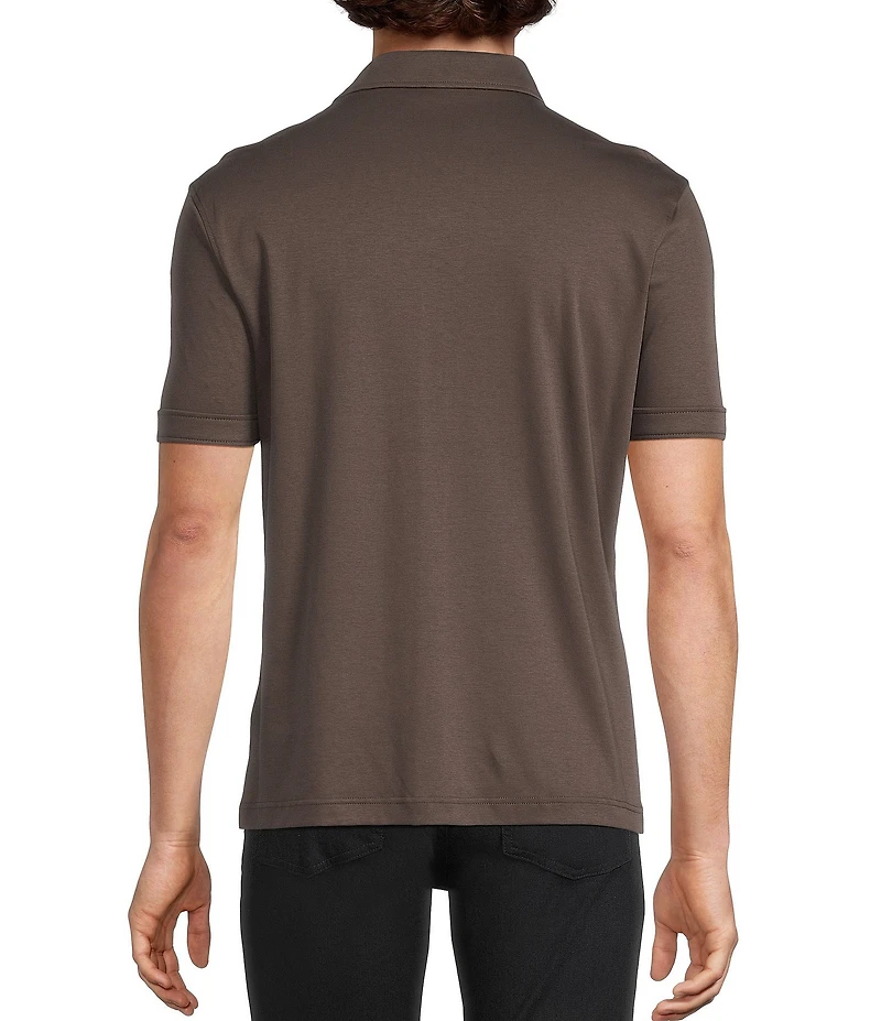 Murano Liquid Luxury Short Sleeve Knit Interlock Solid Coatfront Shirt