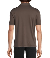 Murano Liquid Luxury Short Sleeve Knit Interlock Solid Coatfront Shirt