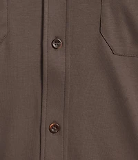 Murano Liquid Luxury Short Sleeve Knit Interlock Solid Coatfront Shirt