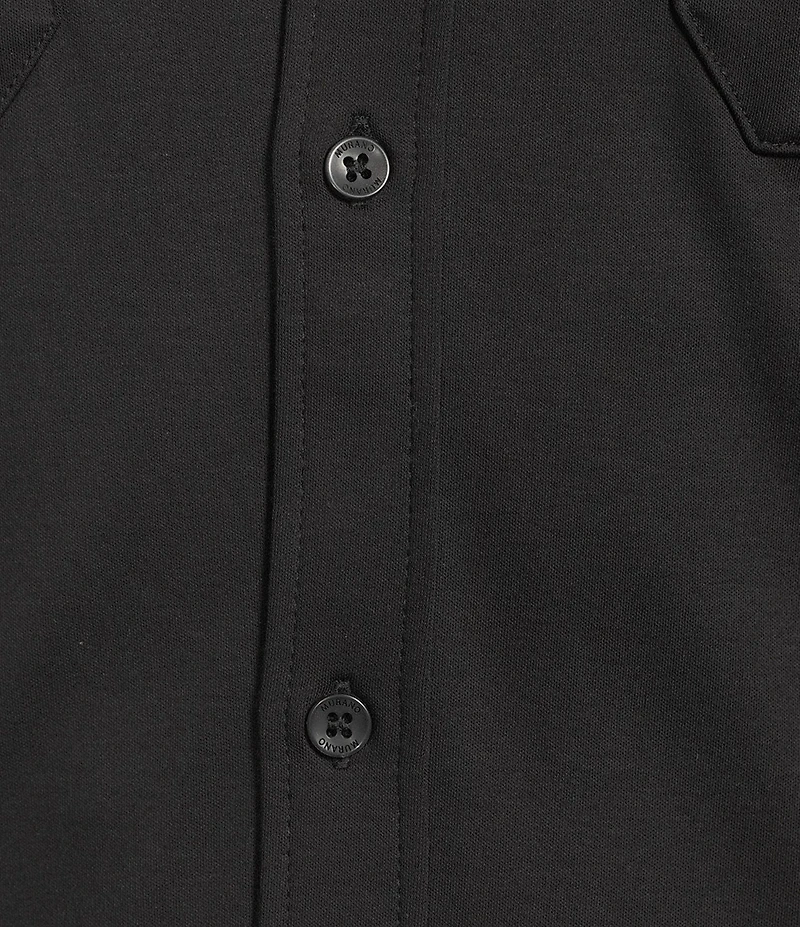 Murano Liquid Luxury Short Sleeve Knit Interlock Solid Coatfront Shirt