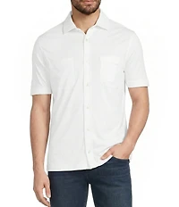 Murano Liquid Luxury Short Sleeve Knit Interlock Solid Coatfront Shirt