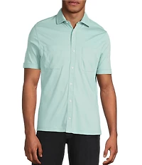 Murano Liquid Luxury Short Sleeve Knit Interlock Solid Coatfront Shirt