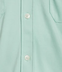 Murano Liquid Luxury Short Sleeve Knit Interlock Solid Coatfront Shirt