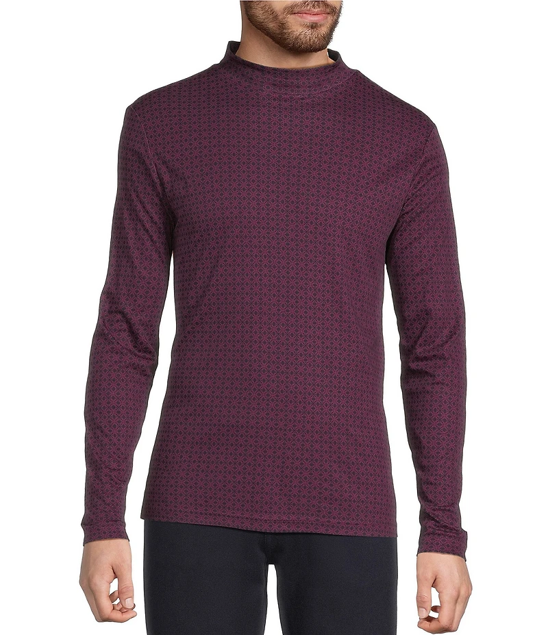 Murano Liquid Luxury Slim Fit Geo Print Mock Neck Shirt