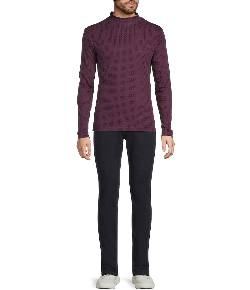Murano Liquid Luxury Slim Fit Geo Print Mock Neck Shirt