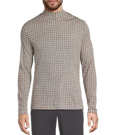 Murano Liquid Luxury Slim Fit Geo Print Mock Neck Shirt
