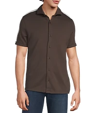 Murano Liquid Luxury Slim Fit Neoprene Short Sleeve Button Front Shirt