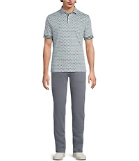 Murano Liquid Luxury Slim Fit Printed Interlock Short Sleeve Polo Shirt