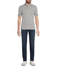 Murano Liquid Luxury Slim Fit Printed Interlock Short Sleeve Polo Shirt