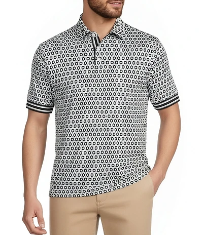 Murano Liquid Luxury Slim Fit Printed Interlock Short Sleeve Polo Shirt