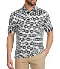 Murano Liquid Luxury Slim Fit Printed Interlock Short Sleeve Polo Shirt
