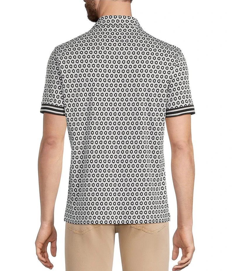 Murano Liquid Luxury Slim Fit Printed Interlock Short Sleeve Polo Shirt