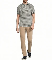 Murano Liquid Luxury Slim Fit Printed Interlock Short Sleeve Polo Shirt