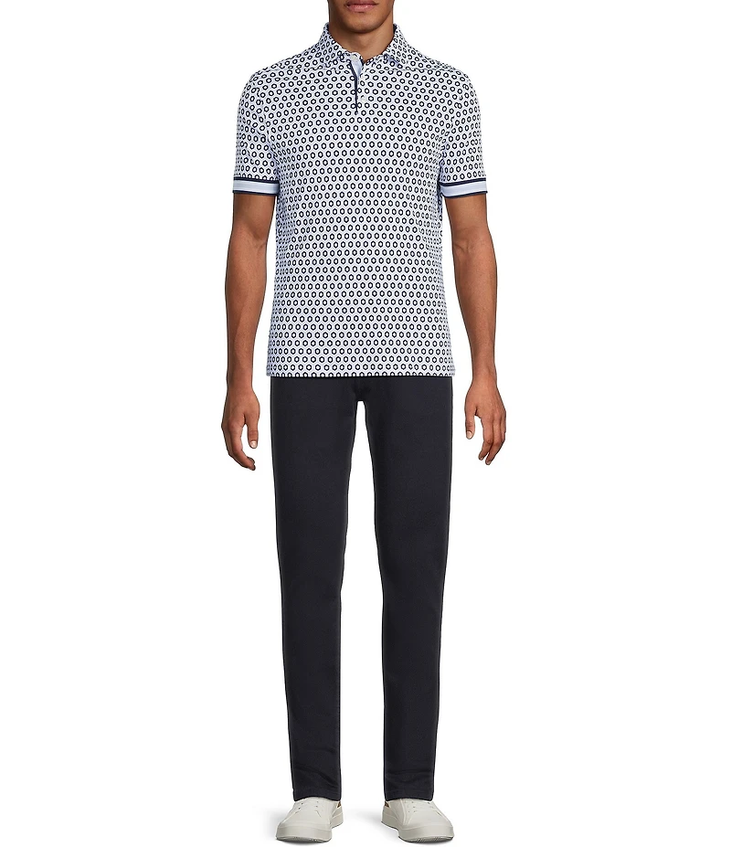 Murano Liquid Luxury Slim Fit Printed Interlock Short Sleeve Polo Shirt