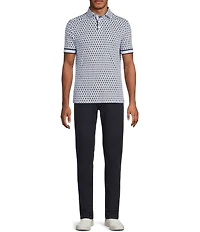 Murano Liquid Luxury Slim Fit Printed Interlock Short Sleeve Polo Shirt