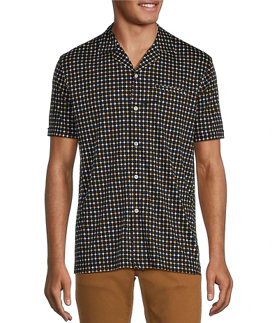 Murano Liquid Luxury Slim Fit Printed Short Sleeve Coatfront Shirt