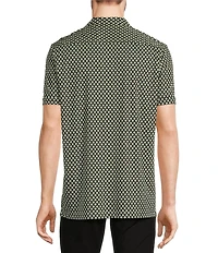 Murano Liquid Luxury Slim Fit Geo Printed Short Sleeve Coatfront Shirt
