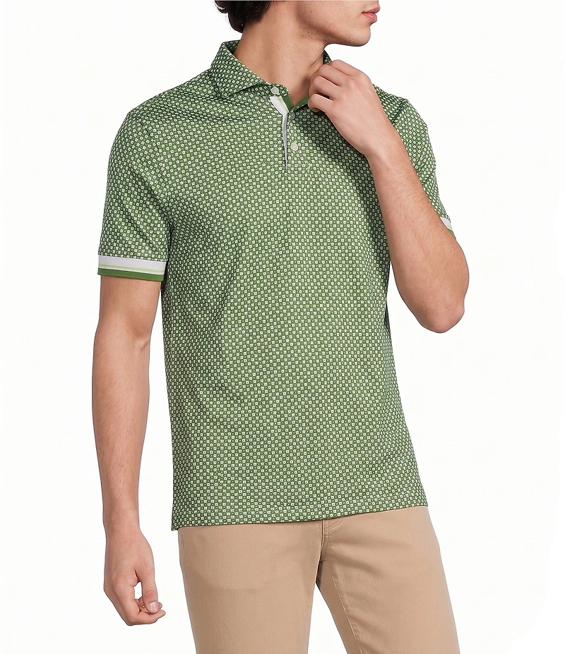 Murano Liquid Luxury Slim Fit Printed Short Sleeve Polo Shirt