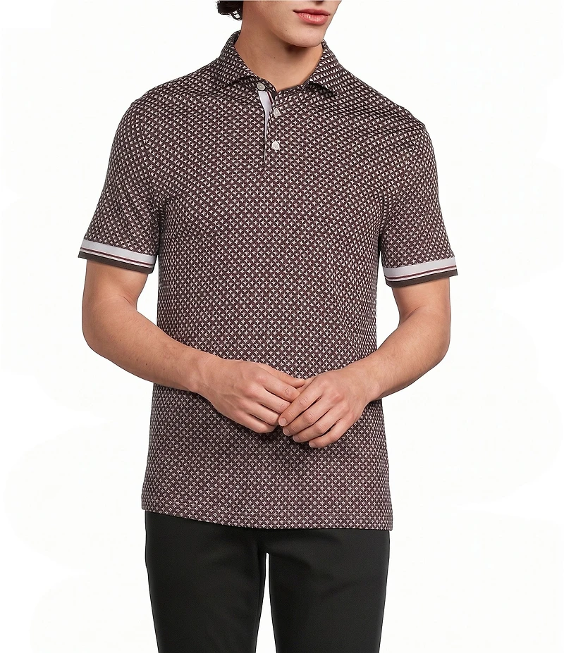 Murano Liquid Luxury Slim Fit Printed Short Sleeve Polo Shirt