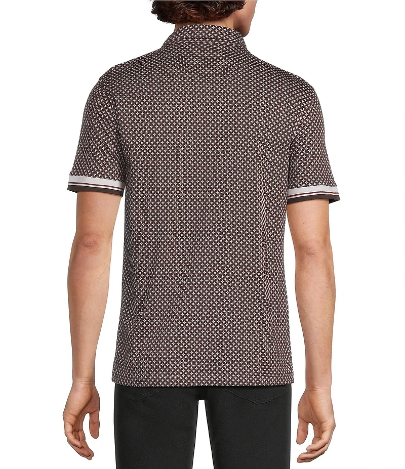 Murano Liquid Luxury Slim Fit Printed Short Sleeve Polo Shirt