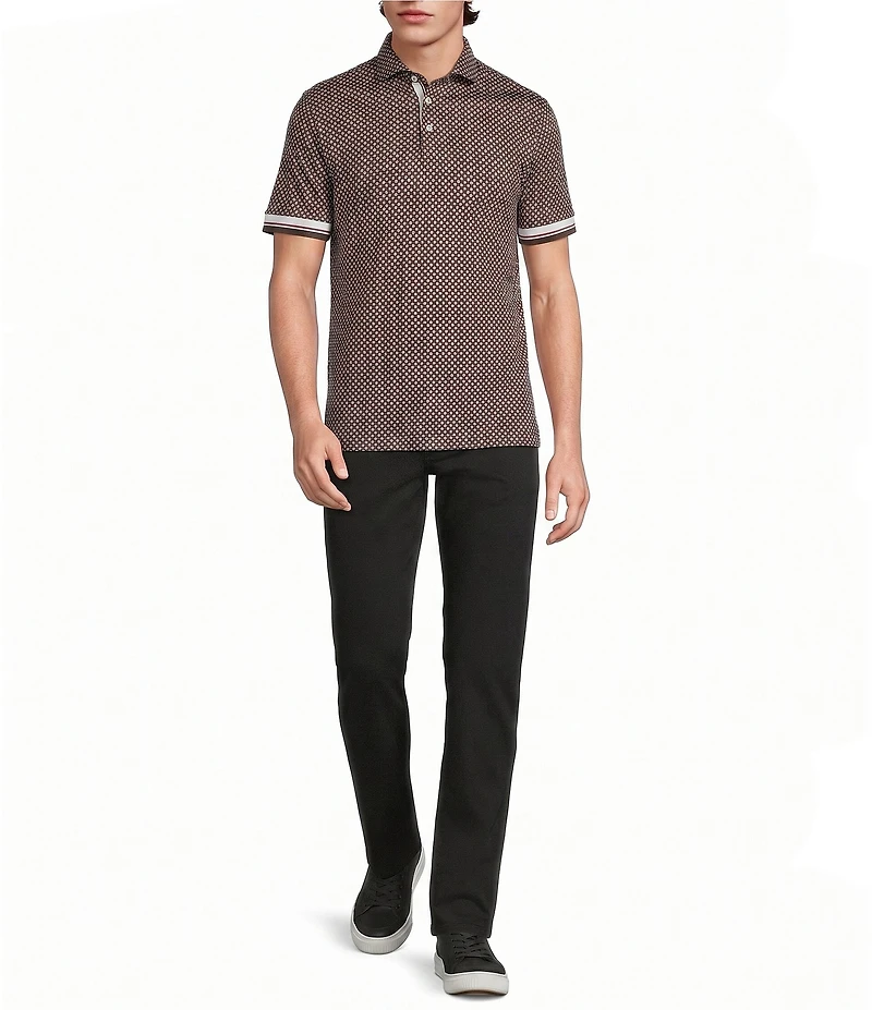 Murano Liquid Luxury Slim Fit Printed Short Sleeve Polo Shirt