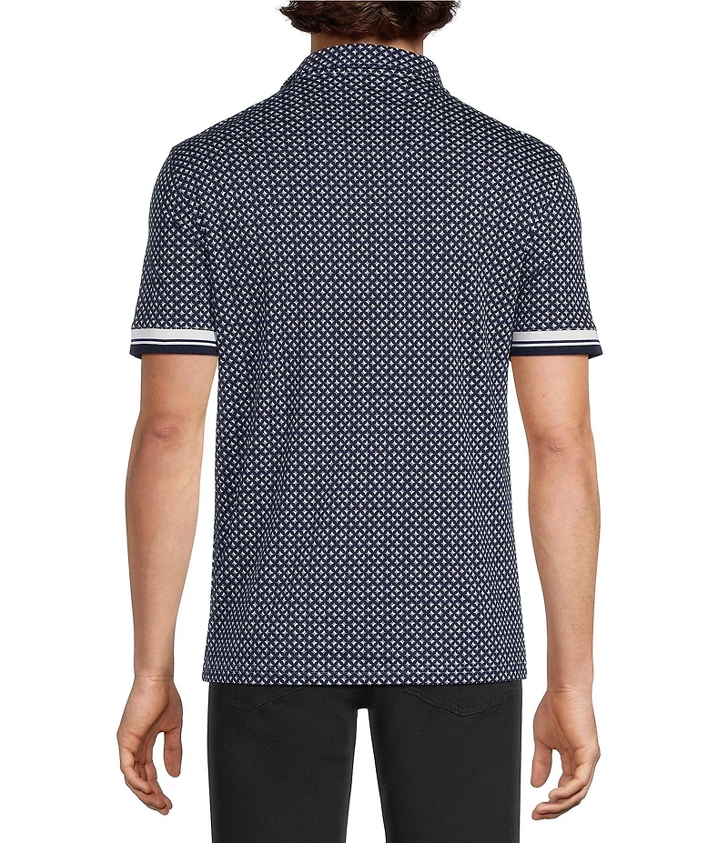 Murano Liquid Luxury Slim Fit Printed Short Sleeve Polo Shirt
