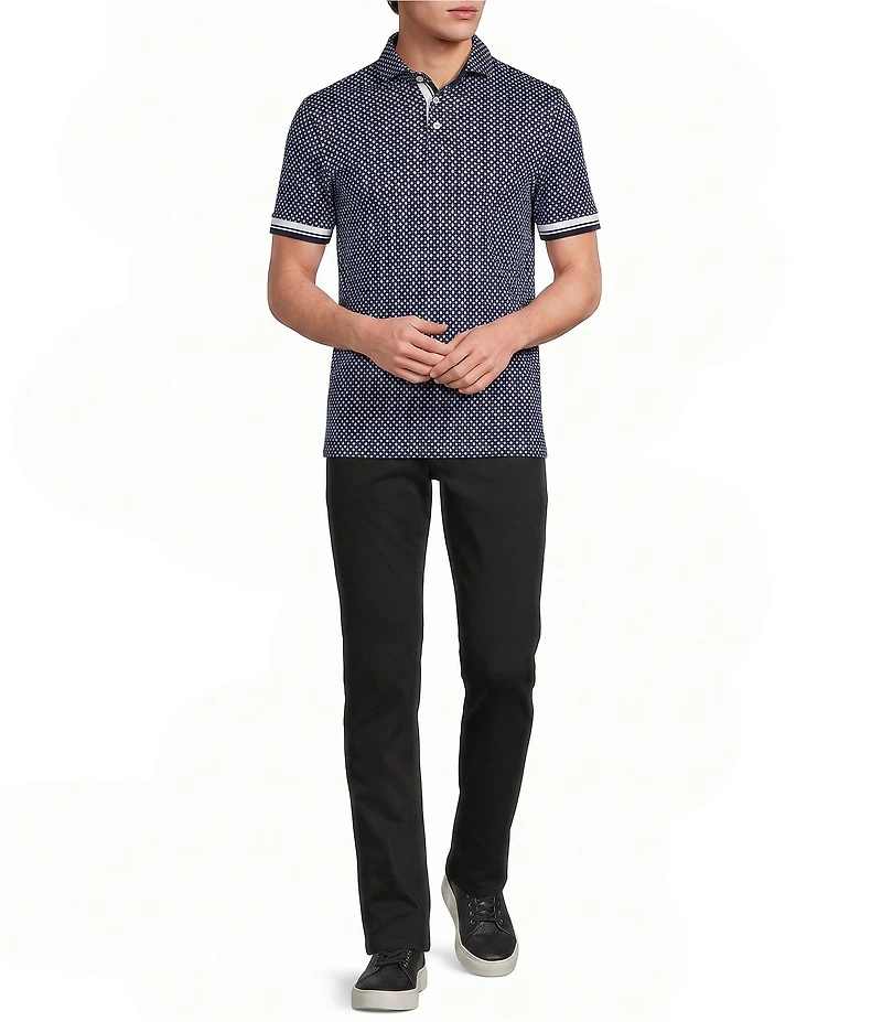 Murano Liquid Luxury Slim Fit Printed Short Sleeve Polo Shirt