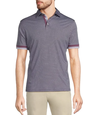 Murano Liquid Luxury Slim Fit Printed Short Sleeve Polo Shirt