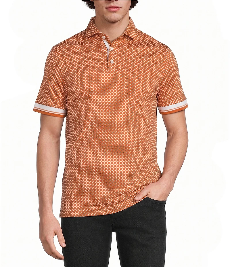 Murano Liquid Luxury Slim Fit Printed Short Sleeve Polo Shirt