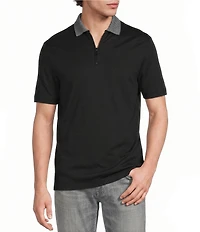Murano Liquid Luxury Slim Fit Quarter-Zip Solid Short Sleeve Polo Shirt
