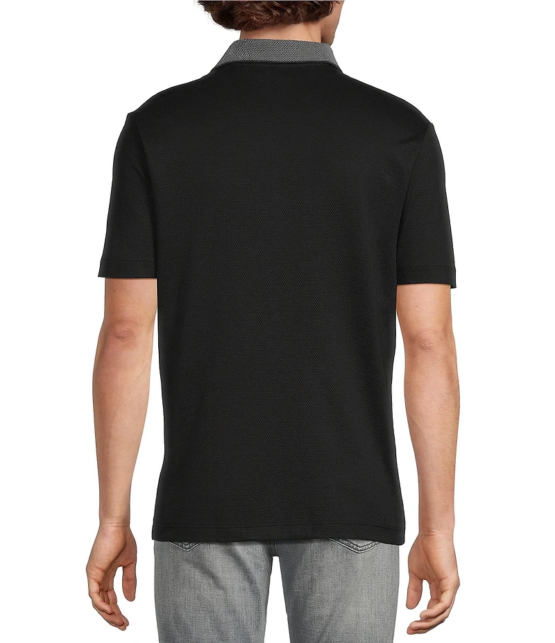 Murano Liquid Luxury Slim Fit Quarter-Zip Solid Short Sleeve Polo Shirt