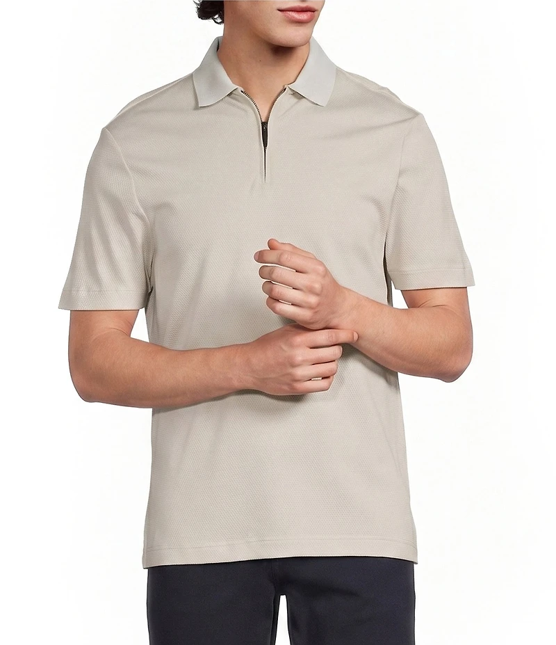 Murano Liquid Luxury Slim Fit Quarter-Zip Solid Short Sleeve Polo Shirt