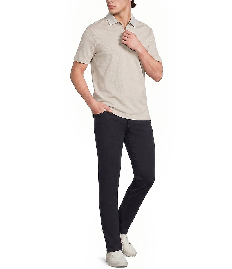 Murano Liquid Luxury Slim Fit Quarter-Zip Solid Short Sleeve Polo Shirt