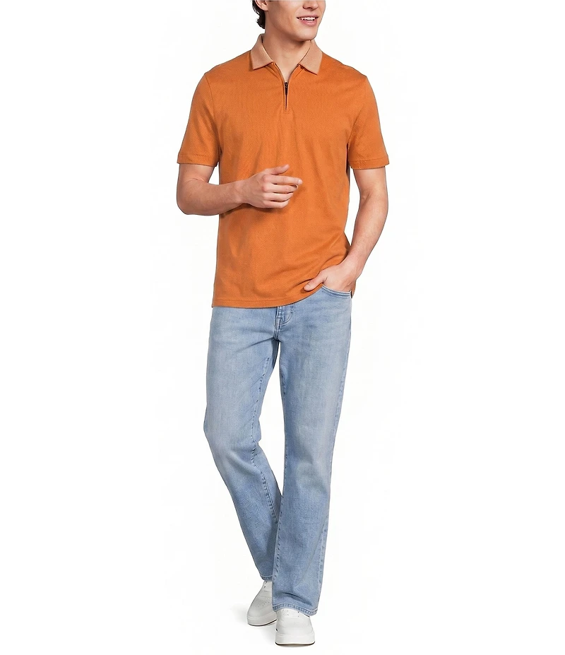 Murano Liquid Luxury Slim Fit Quarter-Zip Solid Short Sleeve Polo Shirt