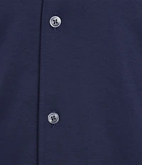 Murano Liquid Luxury Slim Fit Solid Coatfront Short Sleeve Woven Camp Shirt