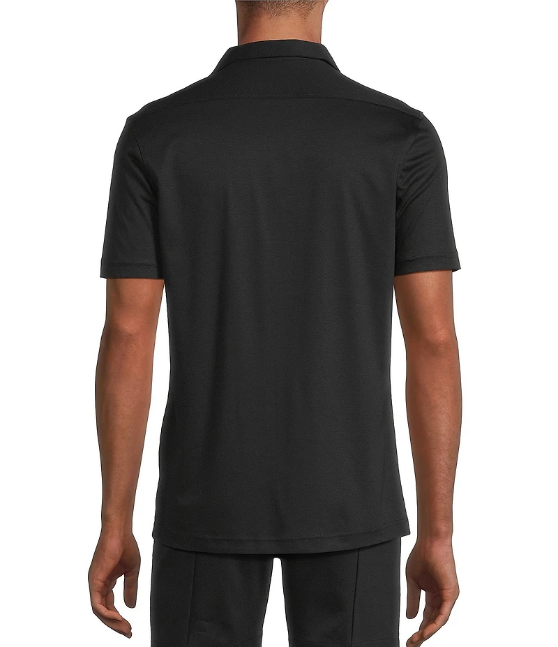 Murano Liquid Luxury Slim Fit Solid Coatfront Short Sleeve Woven Camp Shirt
