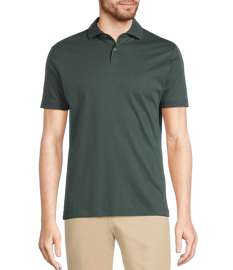 Murano Liquid Luxury Slim Fit Solid Interlock Short Sleeve Polo Shirt