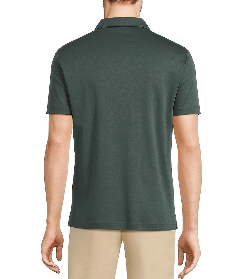 Murano Liquid Luxury Slim Fit Solid Interlock Short Sleeve Polo Shirt